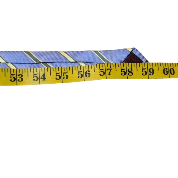 Louis Vuitton Silver Blue Yellow Green Striped Pattern Silk Tie Made in Paris - Picture 6 of 8